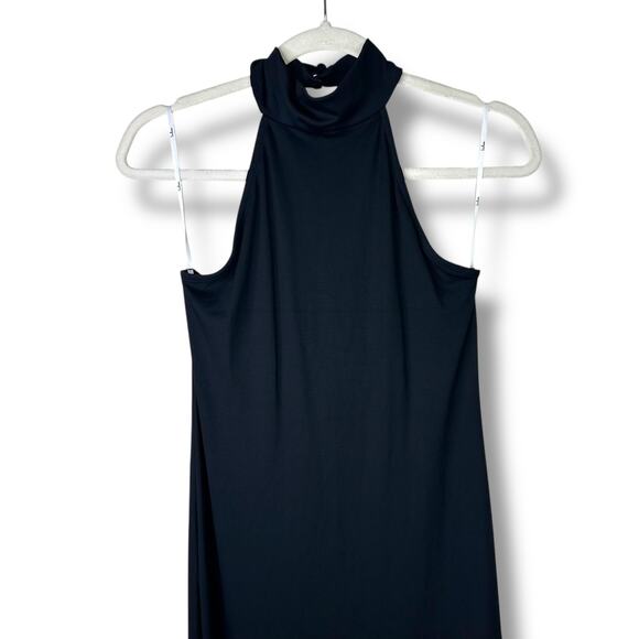 Lulus NWOT Simply Enchanted Black Butter Soft Halter Bodycon Midi Dress Large - Picture 5 of 10